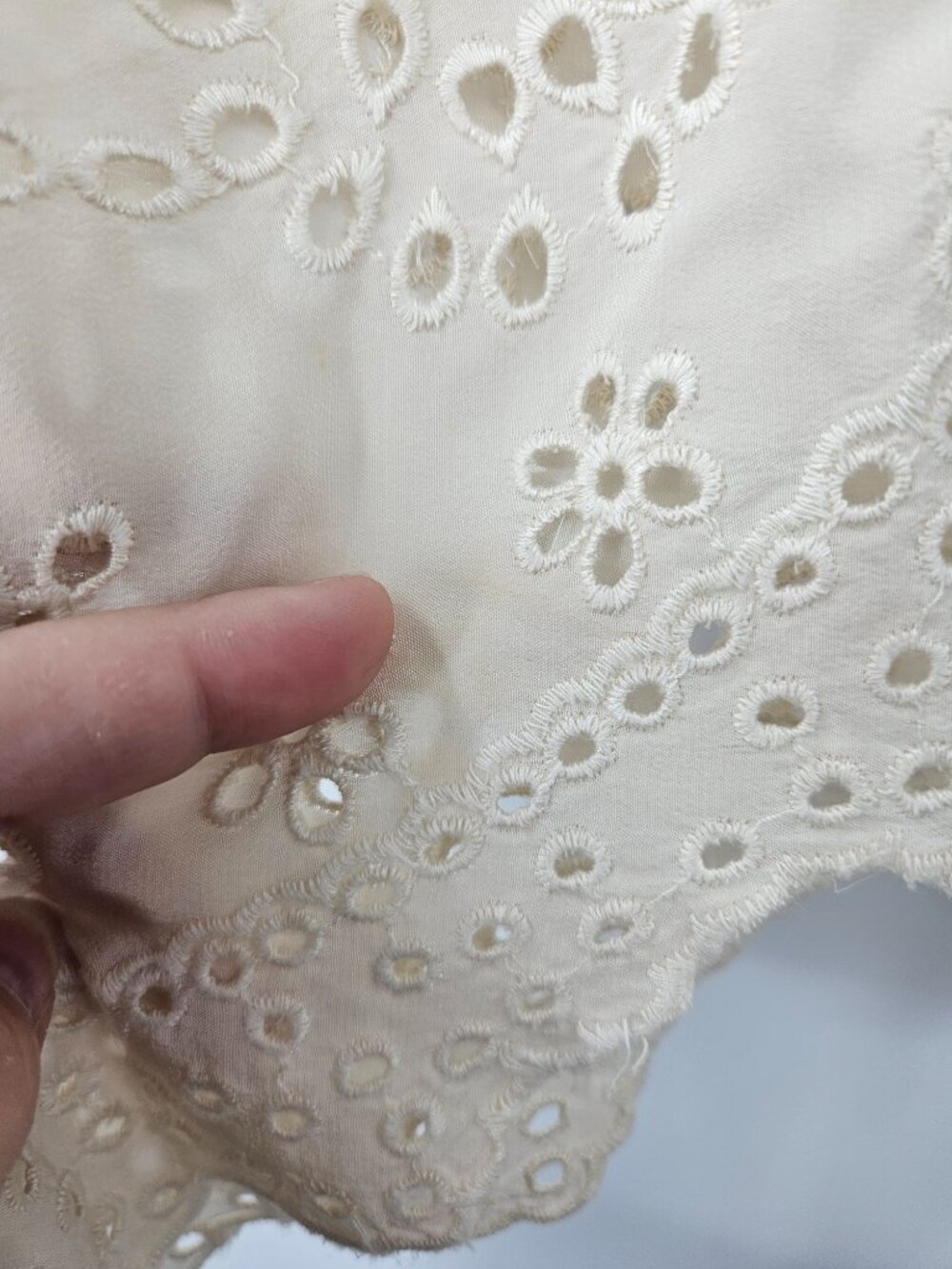 Ulla Johnson Althea Silk Eyelet Blouse Cream Women's Size 4 Preppy Boho Romantic - Picture 13 of 15
